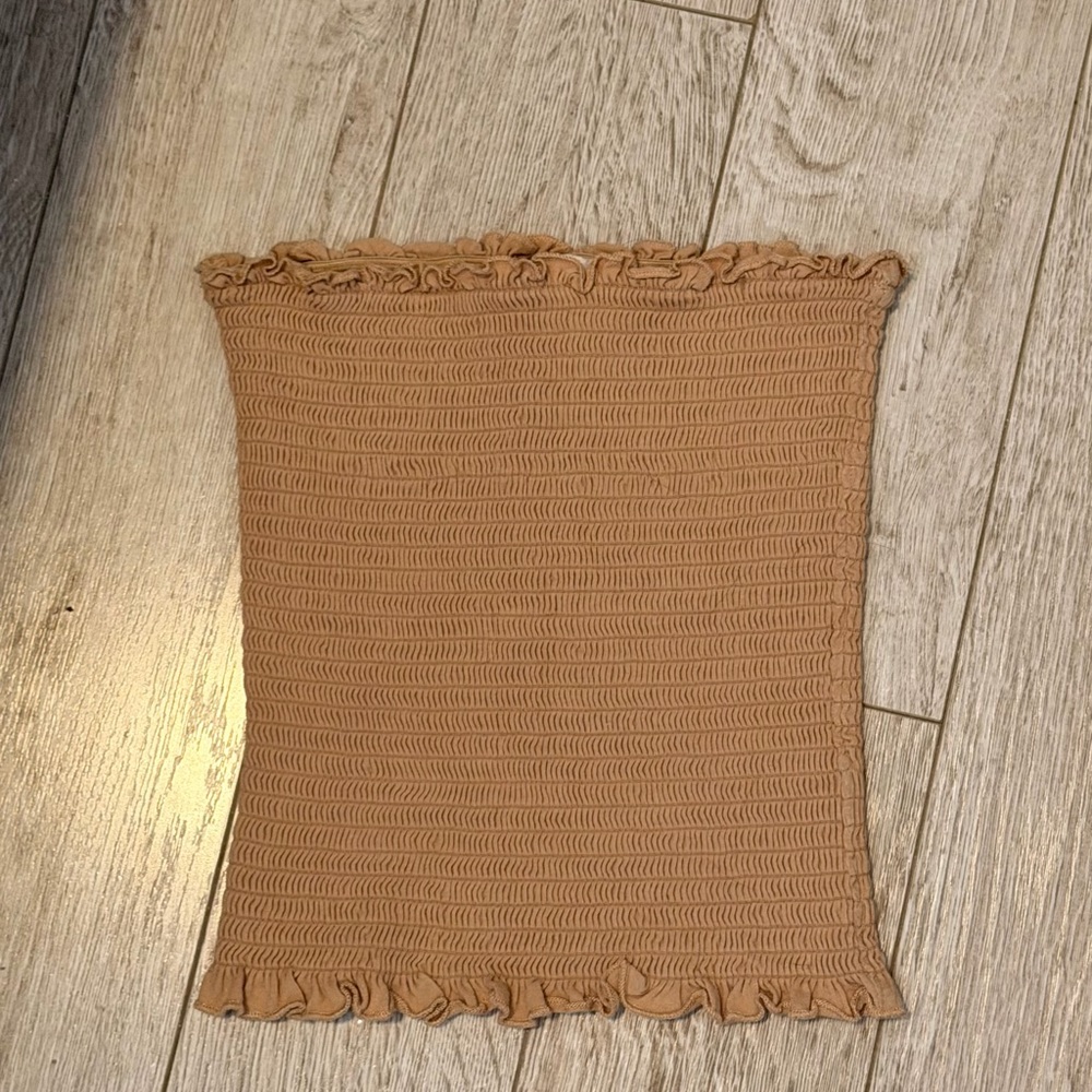 H&M Ribbed Smocked Tube Top in Warm Taupe